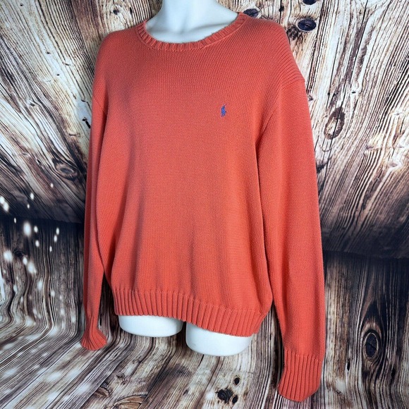 Polo Ralph Lauren Other - Vintage Polo Ralph Lauren Mens Size Large Coral Blue Pony Crew Neck Knit Sweater